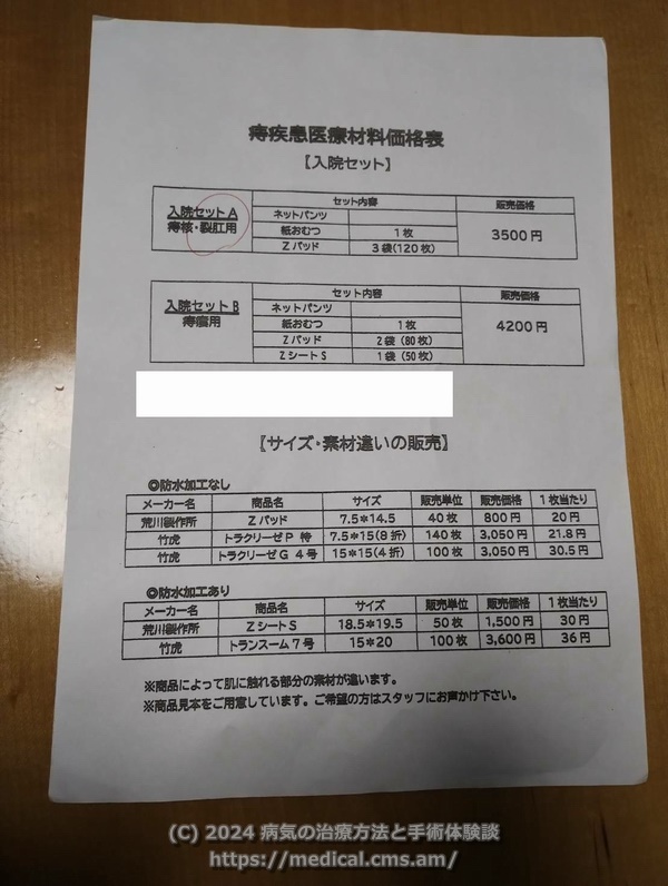 痔核・裂肛用（入院セットA）＝ネットパンツ＋紙おむつ＋Zパッド